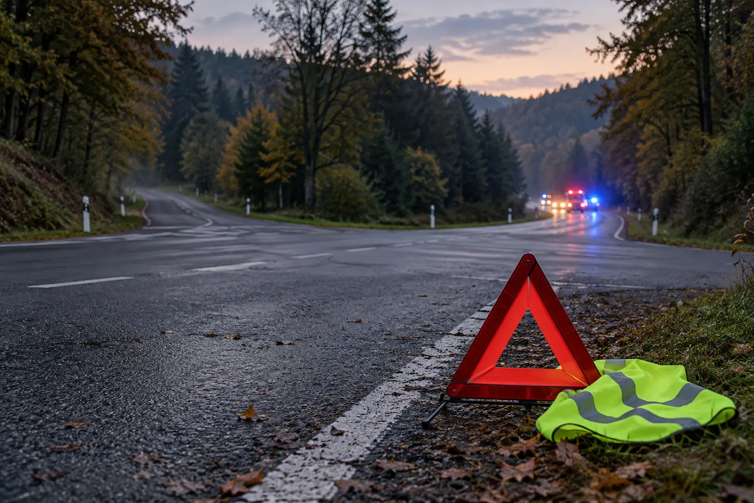 KI-Symbolbild einer gesicherten Unfallstelle im Wienerwald